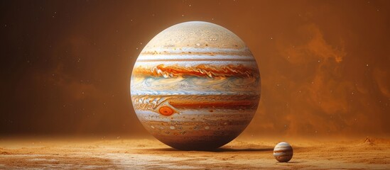 Wall Mural - Jupiter and Its Moon in a Dusty, Red Sky