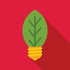 Poster - green leaf is taking the shape of a lightbulb, representing eco friendly energy and sustainability