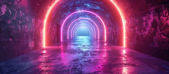 Wall Mural - Neon Glowing Tunnel