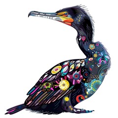 Cormorant Artsy animal fashion cartoon isolated whitebackground