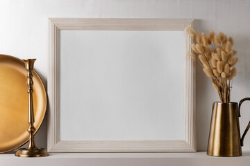 Sticker - Photo frame mockup png, with vase decoration