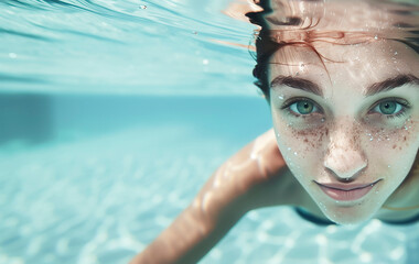 Wall Mural - Young girl .Underwater