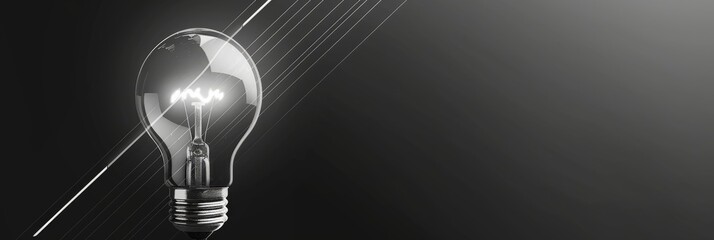 Aufkleber - Minimalist black and white light bulb with abstract lines. Representing simplicity and innovation.