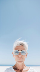 Wall Mural - portrait of woman in summer. mature woman.