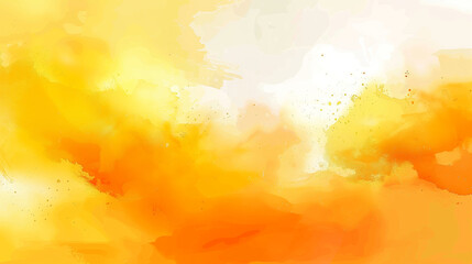 Abstract Watercolor Background in Yellow and Orange with Soft Brushstrokes and White Space in Banner Format. Light Orange Color Palette in Vector Illustration Style, High Resolution and Sharp Focus wi