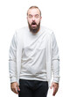 © Krakenimages.com - Young caucasian hipster man wearing sport clothes over isolated background afraid and shocked with surprise expression, fear and excited face.