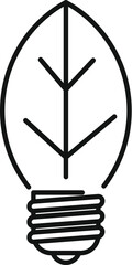Poster - line art icon of a light bulb with a leaf inside symbolizing green energy