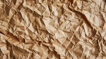 Poster - Kraft paper crumpled on a flat surface with a top view