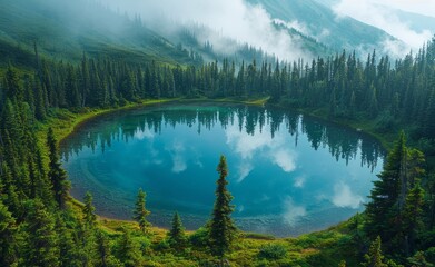 Tranquil Mountain Lake with Reflections