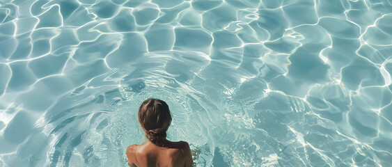 Wall Mural - young woman in a swimming pool.