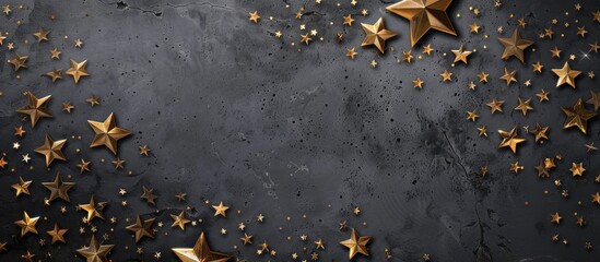 Aufkleber - Gray concrete backdrop with gold stars room for text in the image. with copy space image. Place for adding text or design