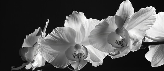 Poster - Orchids in a stunning close up capture showcasing their beauty and playing with tones in a beautifully composed image with copy space