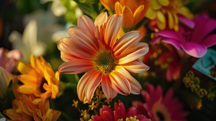 Wall Mural - Mixed flowers bouquet up close