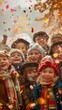 © Maria Starus - A group of children standing in front of a crowd of confetti