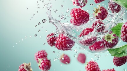 Wall Mural - Refreshing Mulberries in Suspension - Fresh and Vibrant Berries with Water Droplets on Plain Background, Generative Ai