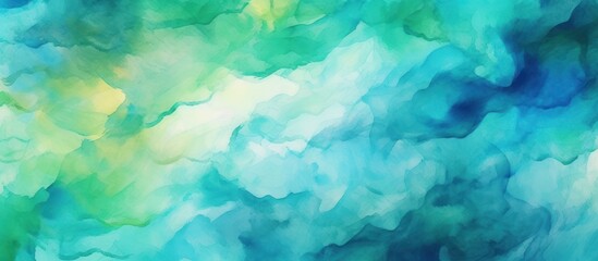 Wall Mural - Abstract Watercolor Background in Blue and Green Hues