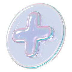 Canvas Print - Plus icon png holographic button, transparent background