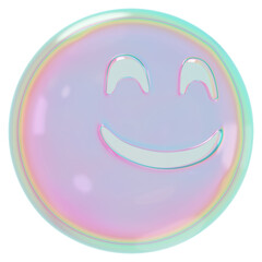 Sticker - Smiling face png 3D holographic emoticon, transparent background