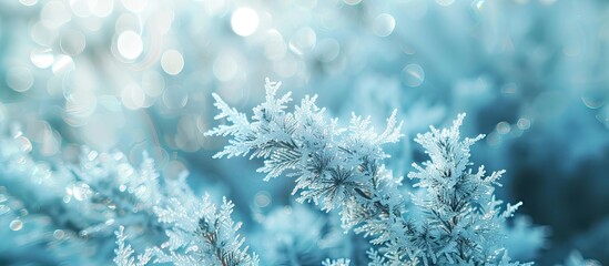 Poster - Stunning frost covered decoration as copy space image on glass