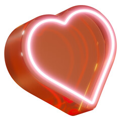 Poster - Neon heart png 3D element, transparent background