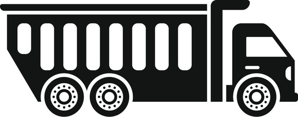 Poster - Simple black icon of a large dumper truck transporting building materials