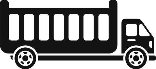 Poster - Simple black silhouette of a tipper lorry truck delivering building materials on a construction site