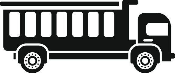 Poster - Simple icon of a big cargo dump truck delivering building materials on a construction site