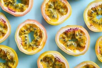 Wall Mural - Colorful Sliced Passion Fruit in Daylight