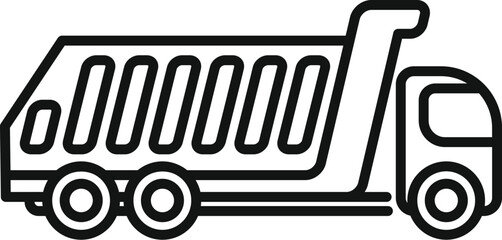 Poster - Simple line icon of a dumper truck transporting building materials