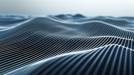 Poster - 3D render of wavy geometric lines