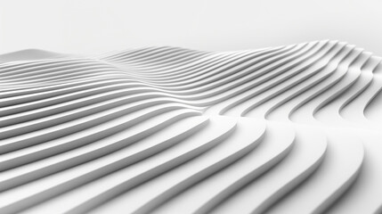 Poster - 3D render of wavy geometric lines 
