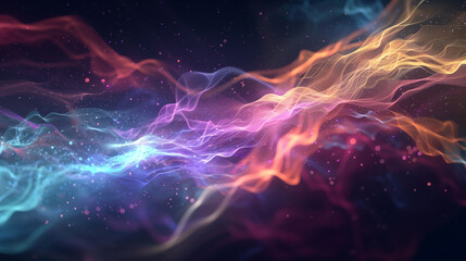 Poster - Abstract neon fractal wallpaper with space 