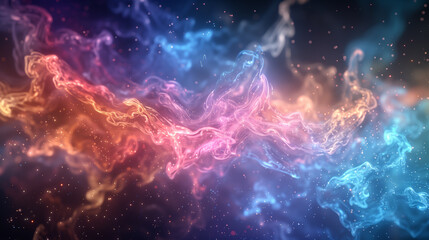 Poster - Abstract neon fractal wallpaper with space