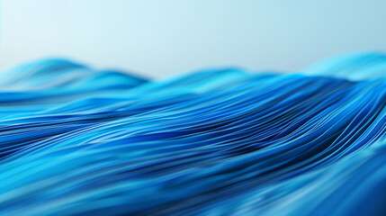 Poster - Abstract wallpaper created from Blue 3D Undulating lines. Colorful 3D Render with copy-space