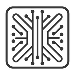 Poster - abstract square circuit board icon: symmetrical tech design