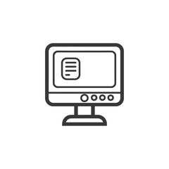 Poster - Minimalist Line Art Icon: Desktop Monitor Displaying Document