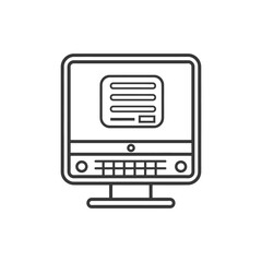 Poster - Line Art Icon: Desktop Computer Displaying Digital Document