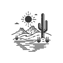 Desert minimalist line art icon logo symbol icon black color only