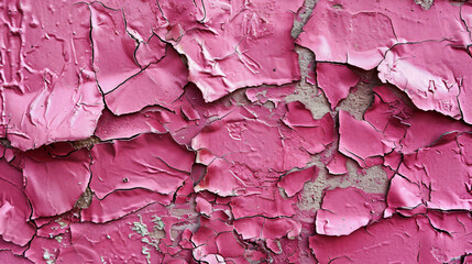 Poster - Pink cracked paint texture with copy space text for grunge, abstract, and vintage design.