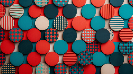 Poster - illustration of red and blue colored geometric shapes pattern representing abstract background 