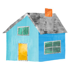 Canvas Print - Cute house png, paper craft element, transparent background