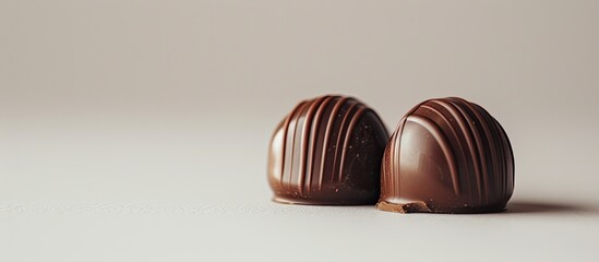 Aufkleber - Two chocolate candies on a white background with room for text or images. with copy space image. Place for adding text or design