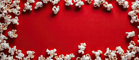 Aufkleber - Red backdrop overlaid with popcorn offering a spot for text with copy space image