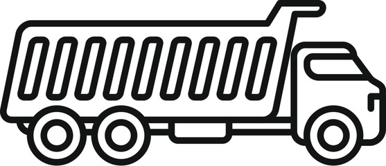 Poster - Simple black and white icon of a dump truck carrying building materials
