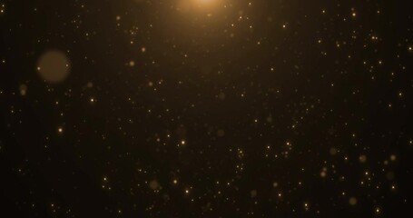 golden glittering christmas background floating with bokeh, gold holiday happy new year
