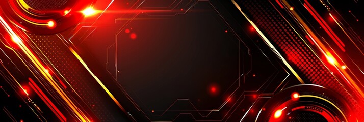 Poster - Abstract Red And Black Futuristic Technology Background, Hi-Tech Digital Innovation Concept.