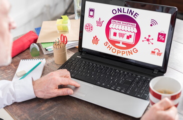 Wall Mural - online shopping concept on a laptop screen