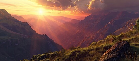 Aufkleber - Dramatic beauty of a high mountain landscape at evening with a stunning view of the world showcasing the summer nature scene and featuring a captivating copy space image