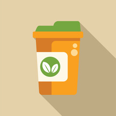 Poster - Disposable coffee cup with a green leaves logo, representing an organic and eco friendly product