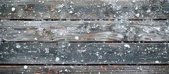 Aufkleber - Snow dusted on a wooden background providing copy space image